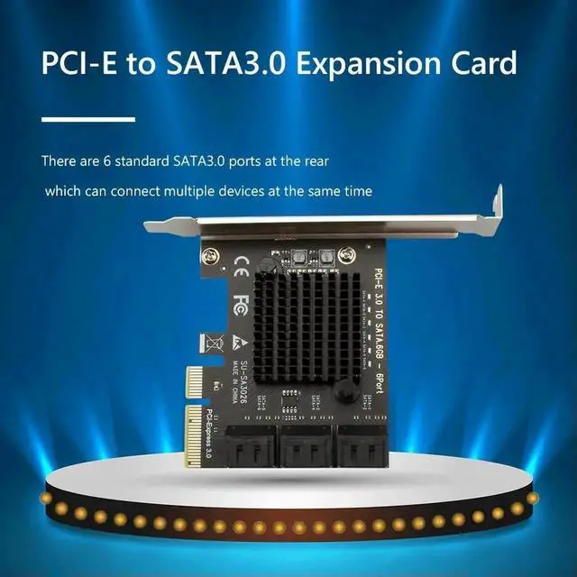 Alt view image 2 of 3 - 6 Ports SATA III PCIe 3.0 X4 Controller Expansion Card, 6Gbps ASMedia Chip SATA Adapter, 120x65x56mm Storage Expansion Card for Desktop & Server