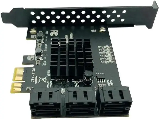 Alt view image 3 of 6 - 6 Ports PCIe X1 SATA 3.0 Expansion Card, 6Gbps PCI Express SATA III Controller Adapter Card Compatible with Windows System