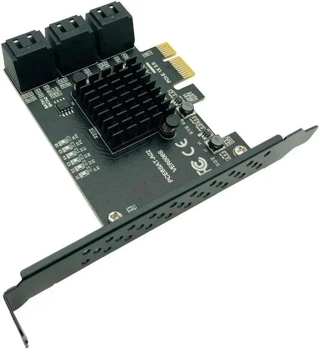 Alt view image 6 of 6 - 6 Ports PCIe X1 SATA 3.0 Expansion Card, 6Gbps PCI Express SATA III Controller Adapter Card Compatible with Windows System