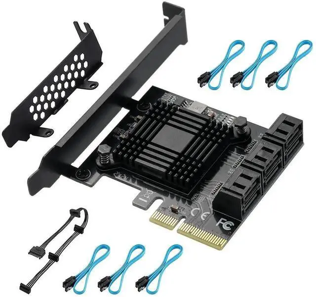 Main image of 6 Ports PCIe SATA 3.0 Expansion Card with ASM1166 Chip, PCI Express to SATA III 6Gbps Storage Controller Adapter