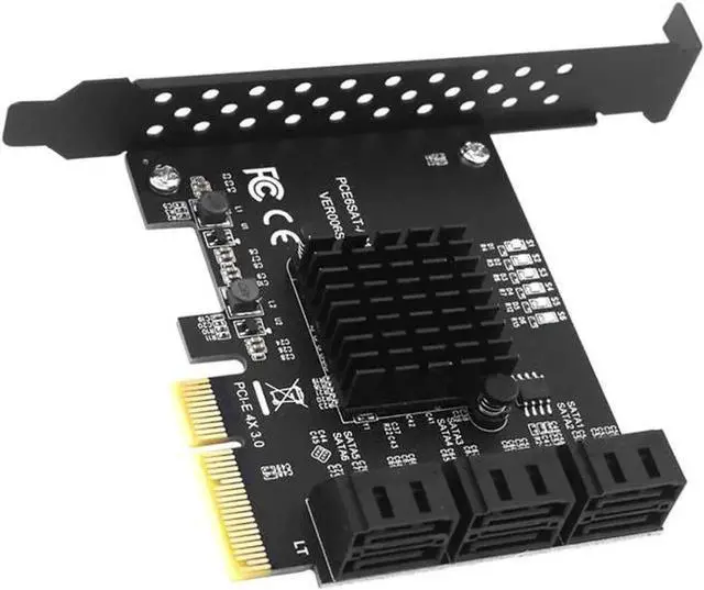 Alt view image 4 of 7 - 6 Ports PCIe X4 SATA 3.0 Expansion Card with ASMedia ASM1166 Chipset, 6Gbps Non-RAID SATA Controller Adapter, Full & Low Profile Brackets Included