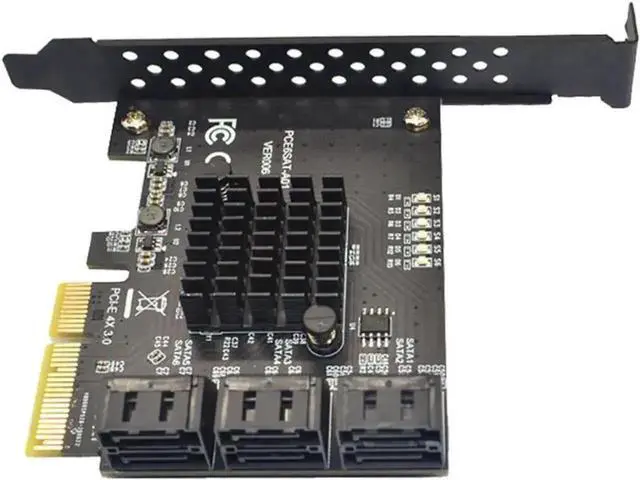 Alt view image 5 of 7 - 6 Ports PCIe X4 SATA 3.0 Expansion Card with ASMedia ASM1166 Chipset, 6Gbps Non-RAID SATA Controller Adapter, Full & Low Profile Brackets Included