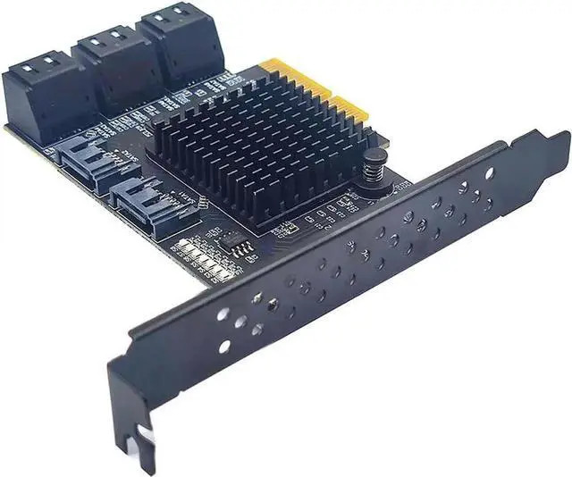 Alt view image 3 of 5 - 8 Port PCIe X4 SATA 3.0 Expansion Card with ASMedia ASM1166 Chipset, 6Gbps Non-RAID SATA Controller Adapter, Full & Low Profile Brackets Included