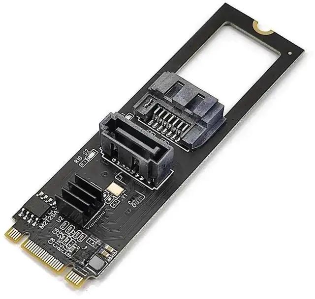Alt view image 3 of 3 - M.2 Key-M NVME to Dual SATA 3.0 Riser Card with JMB582 Chip, 6Gbps PCIe NVME to SATA HDD SSD Storage Converter Adapter