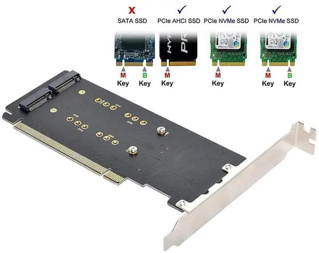 Alt view image 4 of 7 - M.2 NVMe PCIe 3.0 x4 to PCIe 3.0 x16 VROC RAID0 Hyper Adapter Card, AHCI NVMe Storage Expansion Controller