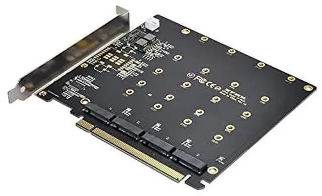 Alt view image 5 of 7 - 4 Bay M.2 NVMe AHCI to PCIe 3.0 X16 VROC RAID0 Hyper Adapter Card with Cooling Fan, Quad NVMe SSD PCIe Storage RAID Controller