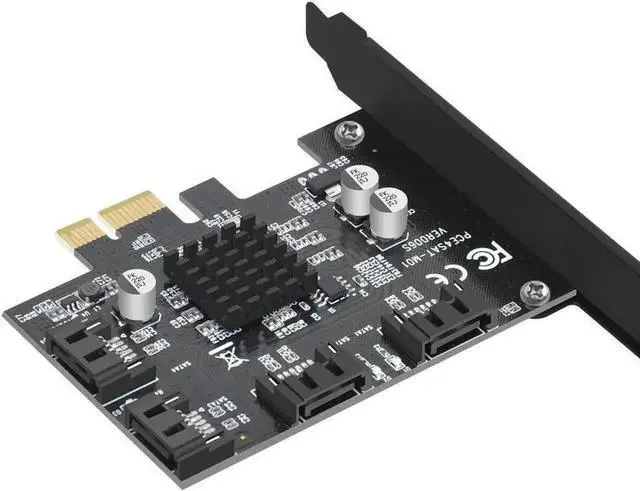 Alt view image 4 of 5 - 4 Port PCIe 3.0 X1 SATA 3.0 Expansion Card with Marvell 88SE9215 Chip, 6Gbps Non-RAID SATA Controller, Supports System Boot SSD & HDD, Black PCB