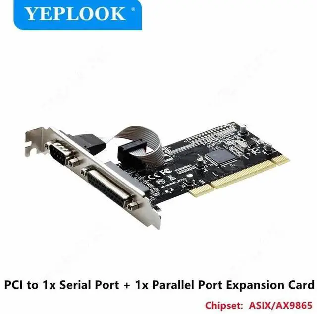 Alt view image 2 of 4 - PCI Expansion Card with 1×DB9 RS232 Serial Port + 1×DB25 Parallel Port, ASIX AX9865 Chip, COM & LPT Printer Riser Adapter