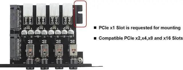 Alt view image 3 of 6 - 4-Bay SATA Hard Drive Power Switch Selector Module, HDD/SSD Intelligent Power Manager for 2.5"/3.5" Drives, Full-Profile PCI Bracket Included