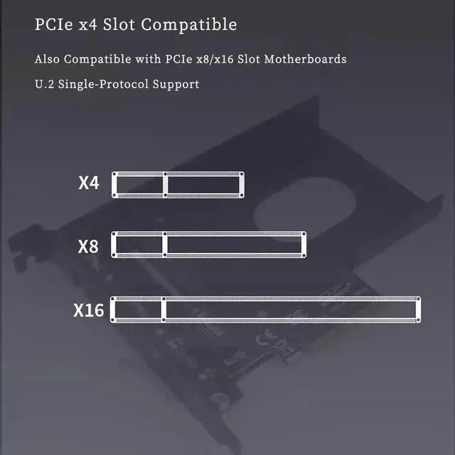 Alt view image 7 of 7 - PCIe 3.0 X4 to U.2 SFF-8639 NVMe Expansion Adapter Card, 32Gbps High Speed U.2 SSD Controller, Fits PCIe X4/X8/X16 Slots