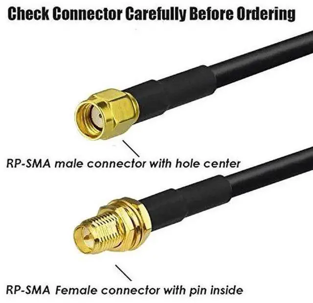 Alt view image 2 of 4 - 2 Pack 3M 10ft RP-SMA Male to Female RF Coaxial Extension Cable for WiFi Router, Wireless Bridge & External Antenna Devices
