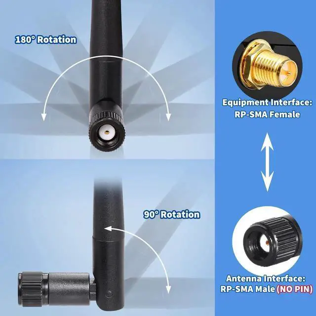 Alt view image 3 of 7 - 4 Pack 3dBi MIMO Dual Band RP-SMA Male WiFi Antenna 2.4GHz/5GHz/5.8GHz for Router, WiFi Card, USB Adapter & Wireless IP Camera