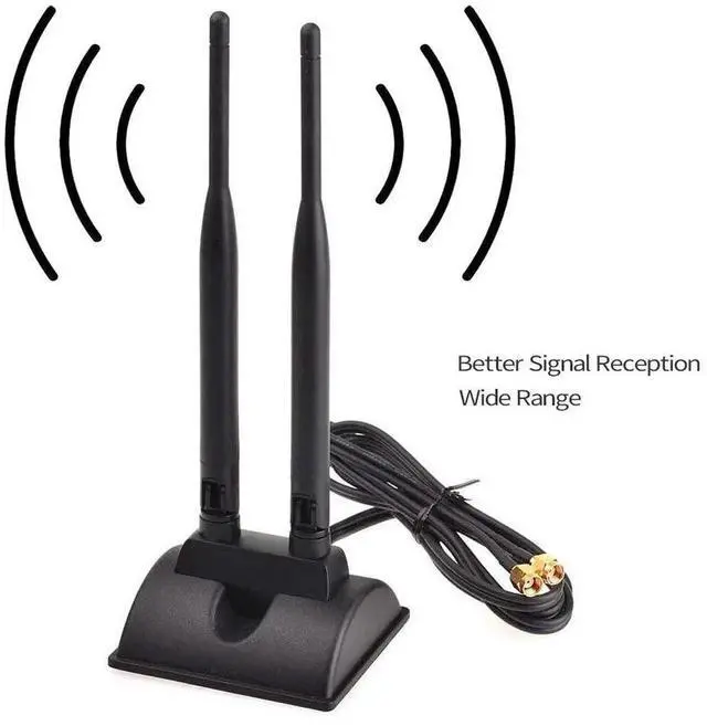 Alt view image 4 of 5 - Magnetic Base Dual Band WiFi Antenna RP-SMA Male with Extension Cable for PCIe WiFi Card, USB Adapter, Router & Mobile Hotspot