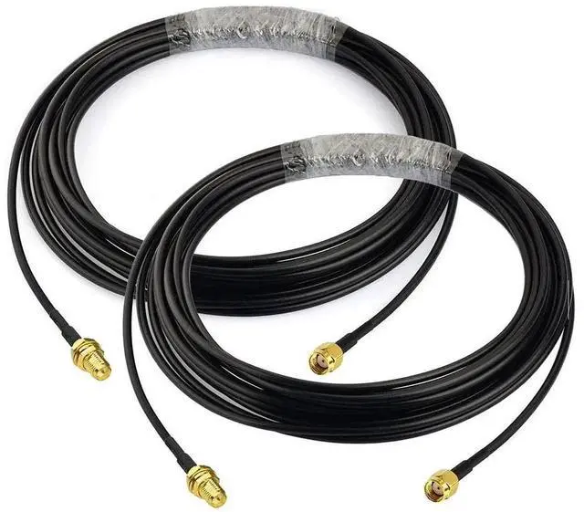 Main image of 2 Pack 20ft RG174 RP-SMA Male to Female Bulkhead Mount WiFi Antenna Extension Cable for Router IP Camera Wireless Network Card Adapter