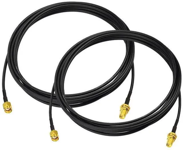 Main image of 2 Pack 10FT (3M) RG174 RP-SMA Male to Bulkhead Mount RP-SMA Female WiFi Antenna Extension Cable for Router IP Camera Wireless Network Card Adapter