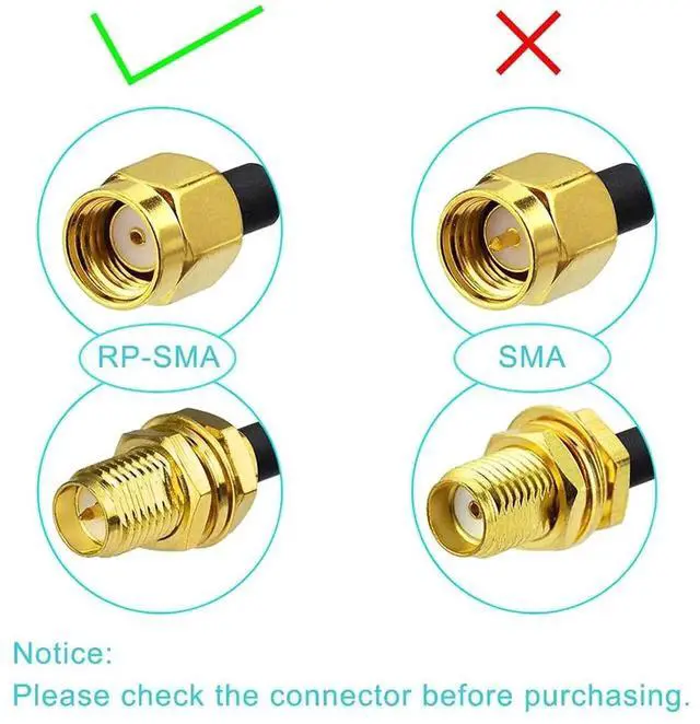 Alt view image 6 of 6 - 15cm 6 Inch RP-SMA Female Bulkhead to Dual RP-SMA Male WiFi Antenna Splitter Adapter Cable for Router Hotspot Mini PCIE Wireless Network Card
