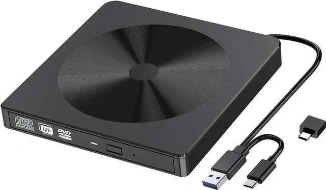 Main image of Black USB 3.0 Type-C Slim Portable External CD DVD +/-RW Burner Drive Optical Disc Player Compatible with Mac Laptop Desktop Windows XP Vista 7 8 10 Linux