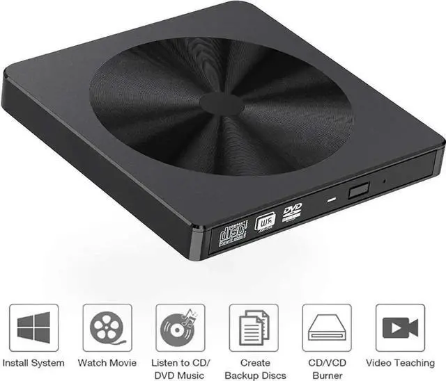 Alt view image 6 of 7 - Black USB 3.0 Type-C Slim Portable External CD DVD +/-RW Burner Drive Optical Disc Player Compatible with Mac Laptop Desktop Windows XP Vista 7 8 10 Linux