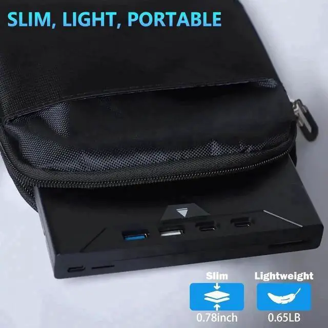 Alt view image 2 of 7 - 7 in 1 Slot-Loading USB 3.0 Type-C External CD DVD RW Burner Portable Optical Drive Reader Compatible with Laptop Desktop Windows Linux MacOS