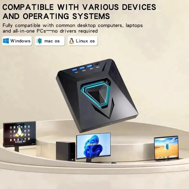 Alt view image 2 of 7 - 7-in-1 USB 3.0 External CD DVD RW Burner Drive with 4 USB Ports SD TF Card Reader Portable Optical Drive Compatible with Laptop Mac Windows 11/10/8/7 Linux