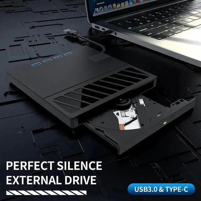 Alt view image 4 of 7 - 7 in 1 Ultra Slim USB External CD DVD RW Burner Portable Optical Drive with 4 USB Ports SD TF Card Reader Compatible with Laptop Desktop Windows 11/10/8/7 Linux MacOS