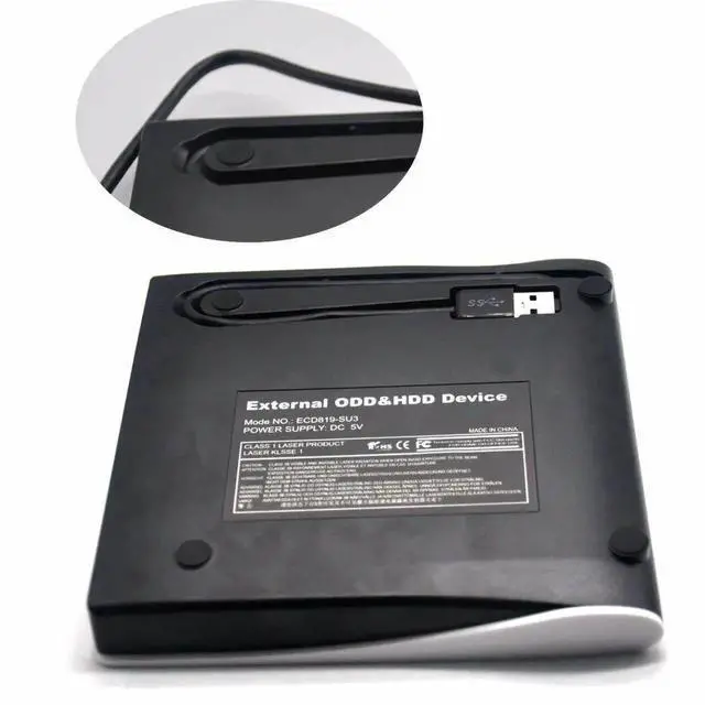 Alt view image 3 of 6 - Slim White USB 3.0 External DVD RW CD Burner Optical Drive Compatible with Mac Notebook Desktop PC Windows 7/8/10