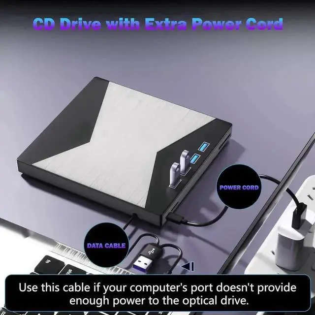 Alt view image 4 of 7 - 7 in 1 Ultra-Slim External CD DVD RW Burner Optical Drive with 4 USB Ports SD TF Dual Card Reader Compatible with Desktop Mac Windows Laptop