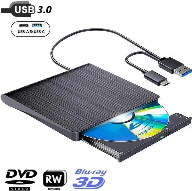 Main image of USB 3.0 Type-C Slim Portable External 3D Blu-ray BD CD DVD RW Burner Optical Drive Compatible with Laptop Desktop Mac Windows XP/7/8/10/11 MacOS