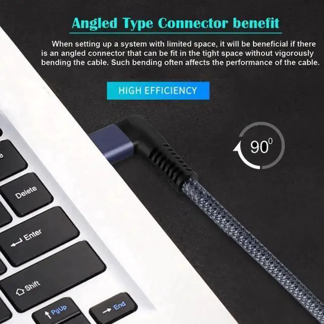 Alt view image 2 of 6 - 6ft Coiled USB 3.2 Gen2x2 Right-Angle USB-C to USB-C Cable, 20Gbps 100W PD Fast Charging 8K@60Hz Video Transfer Cord for Laptop Phone Tablet