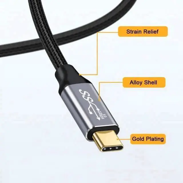 Alt view image 2 of 7 - 50CM USB-C to USB-C Male to Male Cable, USB3.0 Gen2 10Gbps 100W 20V 5A PD Fast Charging Cord for Laptop Tablet Smartphone