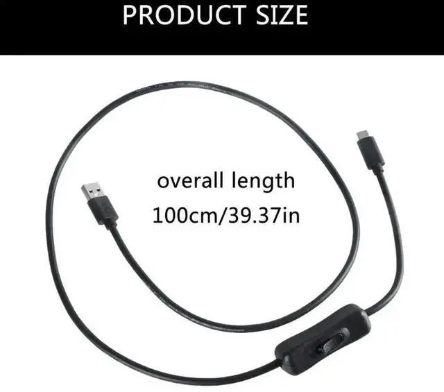 Alt view image 2 of 3 - USB-A Male to USB-C Male 60W Fast Charging & 10Gbps Data Cable with Independent On/Off Switch for PC, Phones, Mini Lights & Small Fans