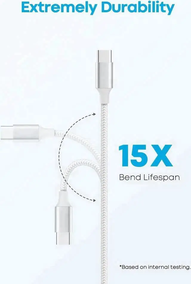 Alt view image 4 of 7 - 5 Pack Braided USB-A to USB-C Fast Charging Cables 3FT×2 + 6FT×2 + 10FT, Compatible with iPhone 15 Series, Samsung Galaxy, Pixel, Moto, LG Phones