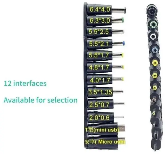 Alt view image 2 of 3 - Universal USB to 5V DC Power Cable with 12 Interchangeable DC Plugs, 5.5×2.1mm Main DC Jack, Micro USB & Mini USB Connectors