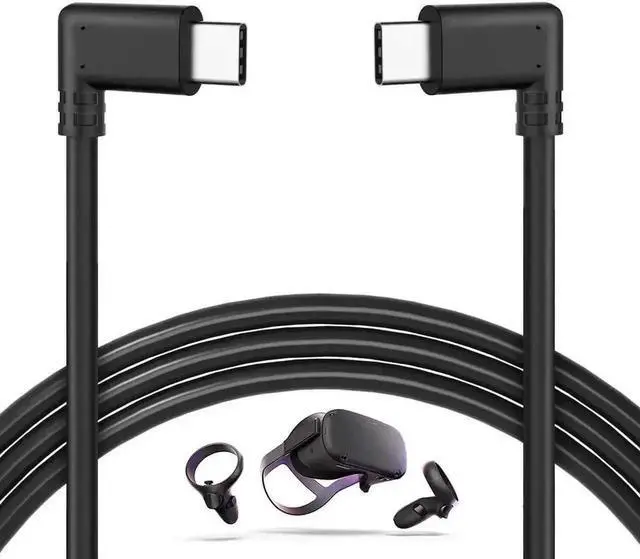 Main image of 10FT/3M 90 Degree USB-C to USB-C Link Cable, 3A Fast Charging VR Cord Compatible with Oculus Quest Series, Phones & Tablets