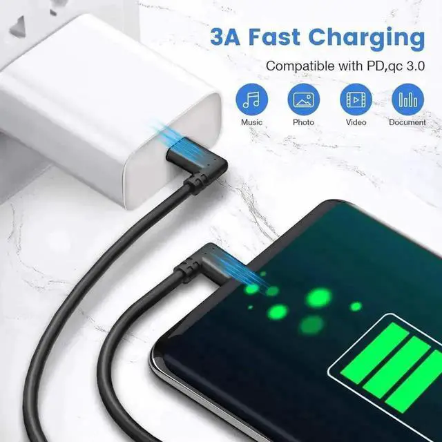Alt view image 6 of 7 - 10FT/3M 90 Degree USB-C to USB-C Link Cable, 3A Fast Charging VR Cord Compatible with Oculus Quest Series, Phones & Tablets
