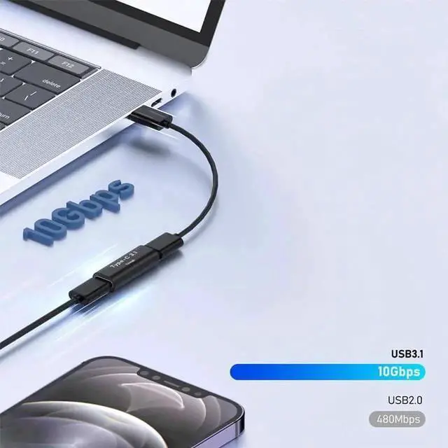 Alt view image 4 of 6 - 10Gbps USB 3.1 Type-C Female to Female Coupler, Reversible Extension Adapter for Fast Charging, Data & Video Transfer, Compatible with Laptop & Phone