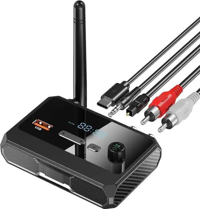 Main image of Bluetooth 5.3 Audio Receiver, RCA Bluetooth Adapter Low Latency HD Sound, Optical AUX 3.5mm Wireless Bluetooth Receiver for Home Stereo Speakers Music Streaming System