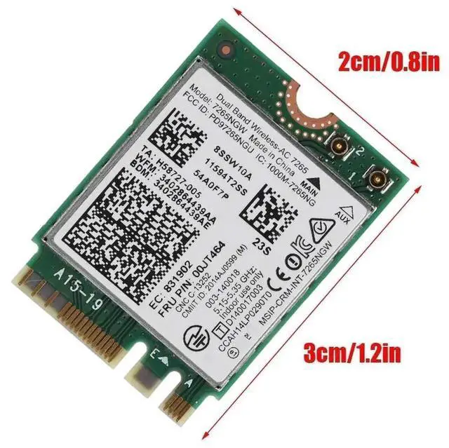Alt view image 4 of 7 - Intel AC7265 NGFF M.2 WiFi Card, Dual Band 2.4G/5GHz 802.11ac Wireless Network Adapter with Built-in Bluetooth