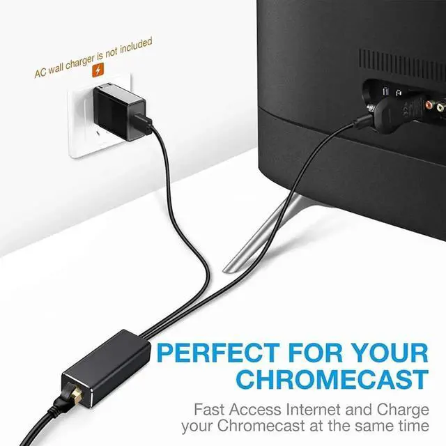 Alt view image 6 of 7 - 10/100Mbps Micro USB to RJ45 Ethernet Adapter, USB 2.0 Powered LAN Network Dongle for Chromecast, Fire TV Stick, Home Mini & Audio Devices