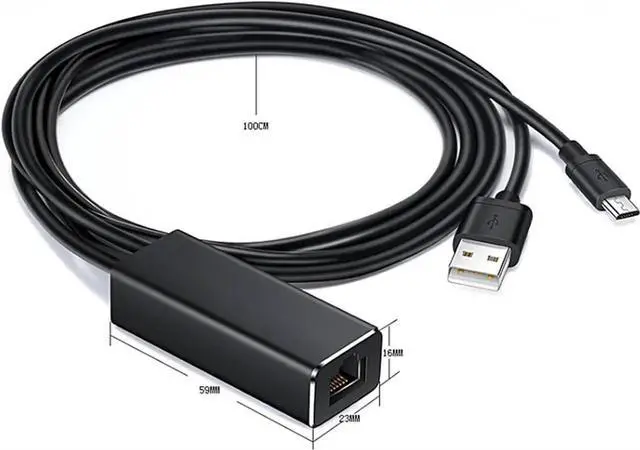 Alt view image 4 of 7 - 10/100Mbps Micro USB to RJ45 Ethernet Adapter, USB 2.0 Powered LAN Network Dongle for Chromecast, Fire TV Stick, Home Mini & Audio Devices