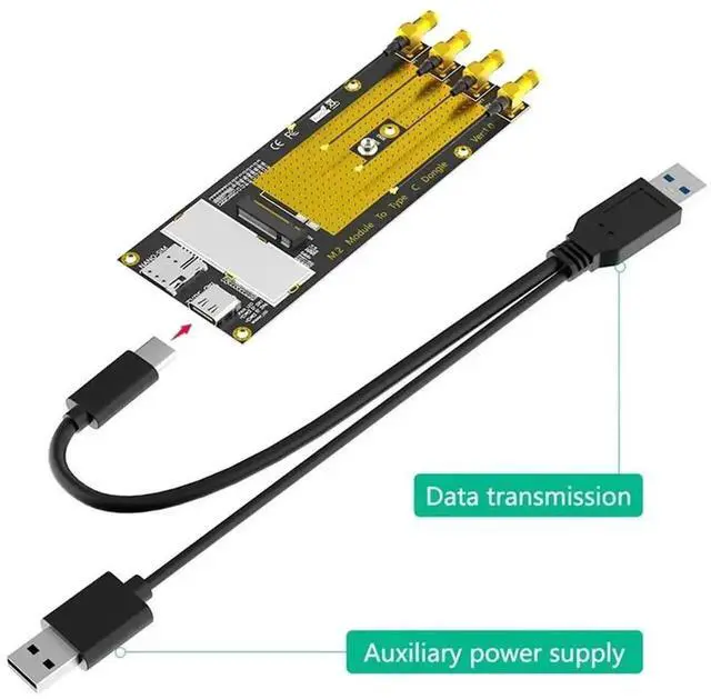 Alt view image 3 of 7 - M.2 3G/4G/5G Module to USB3.0 Type-C Adapter with Nano SIM Slot, Compatible with RM500Q RM500U GM800 SIM8200 Cellular Modules