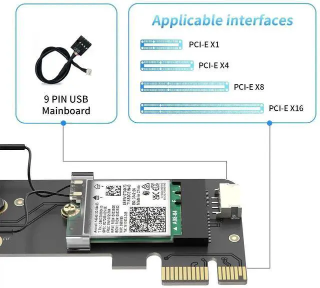 Alt view image 6 of 7 - AX200NGW WiFi 6 PCIe Wireless Card for Desktop PC, Dual Band Adapter with Bluetooth 5.2, MU-MIMO & OFDMA, Ultra Low Latency, Compatible with Windows 10/11 64-bit