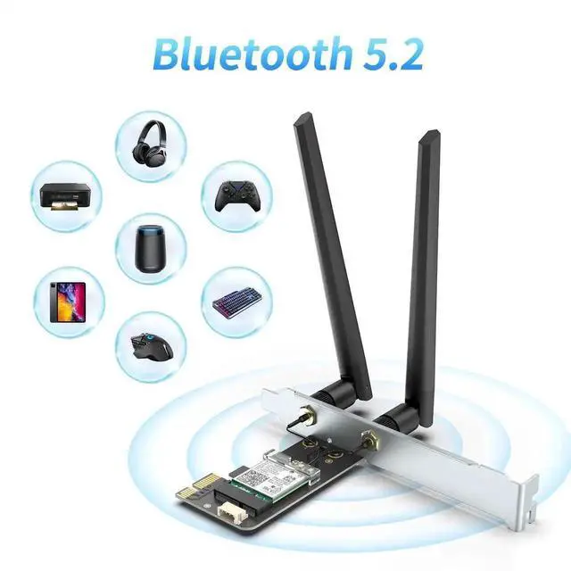 Alt view image 3 of 7 - AX200NGW WiFi 6 PCIe Wireless Card for Desktop PC, Dual Band Adapter with Bluetooth 5.2, MU-MIMO & OFDMA, Ultra Low Latency, Compatible with Windows 10/11 64-bit