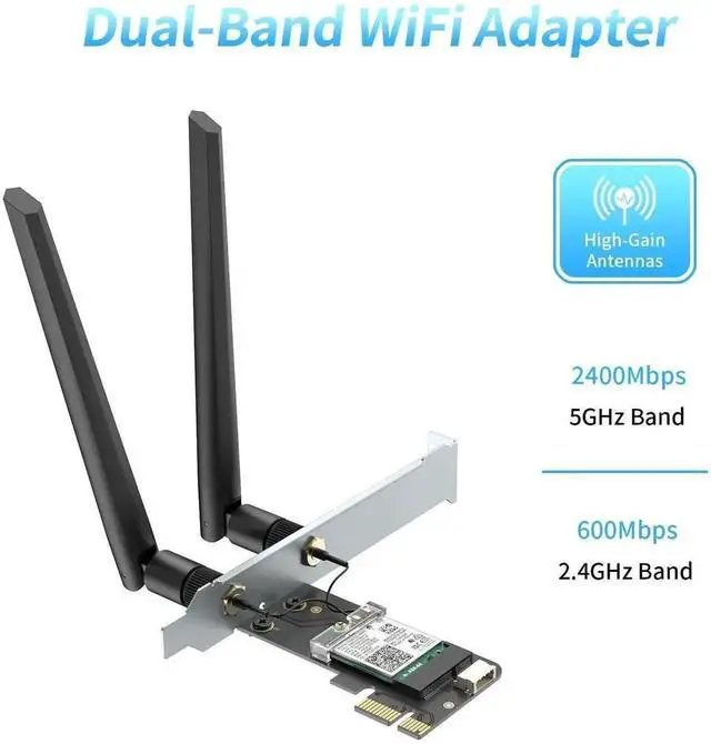 Alt view image 4 of 7 - AX200NGW WiFi 6 PCIe Wireless Card for Desktop PC, Dual Band Adapter with Bluetooth 5.2, MU-MIMO & OFDMA, Ultra Low Latency, Compatible with Windows 10/11 64-bit