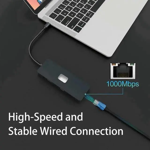 Alt view image 5 of 7 - 11-in-1 USB-C Docking Station Triple Display Multiport Hub, 4K HDMI + VGA + DP, 3×10Gbps USB3.2, Gigabit Ethernet, 100W PD Charging, SD/TF Card Reader for USB-C Laptops
