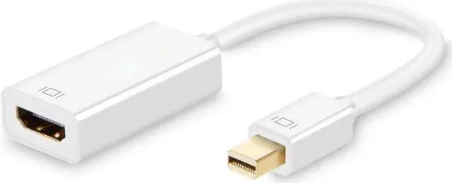 Main image of Gold-Plated Mini DisplayPort Thunderbolt 2 to HDMI Adapter, 4K Video Conversion Male to Female Connector, White Compatible with MacBook Pro/Air, iMac, Surface Dock