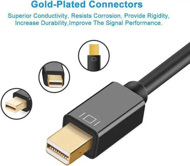 Alt view image 2 of 7 - Black Gold-Plated Mini DisplayPort (Thunderbolt 2) to HDMI Adapter, 4K Male to Female Converter for MacBook Pro/Air, iMac, Surface Dock