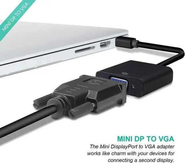 Alt view image 6 of 6 - Benfei Mini DP to VGA Male to Female Adapter, Thunderbolt Compatible Mini DisplayPort to VGA Converter for ThinkPad, Surface Pro & PC Laptops