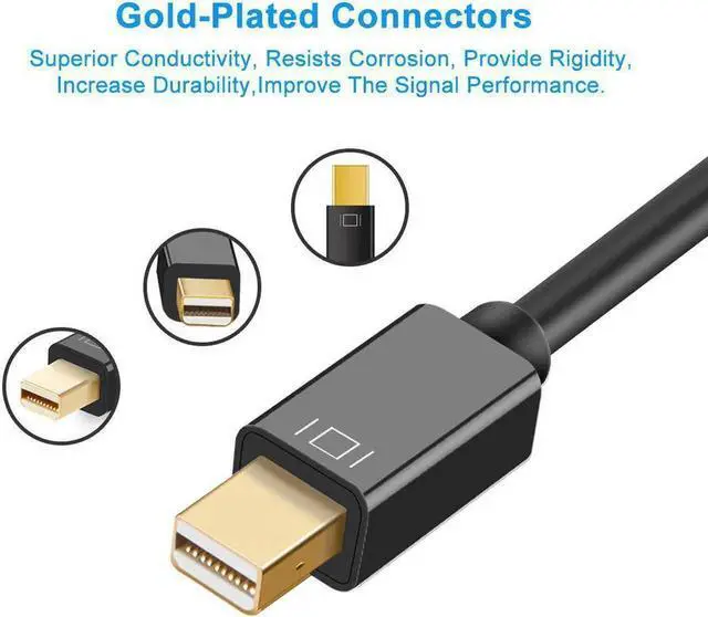 Alt view image 2 of 7 - Black 4K Mini DP to HDMI Adapter, Thunderbolt 2 Compatible Mini DisplayPort Converter for MacBook & iMac