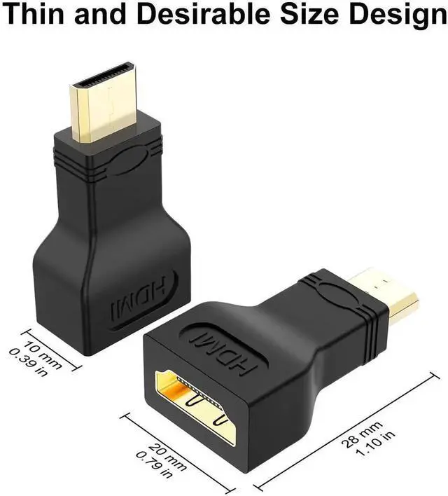 Alt view image 5 of 6 - 5 Pack Gold-Plated Mini HDMI Male to Standard HDMI Female Adapter for Cameras, Camcorders, Tablets & Laptops